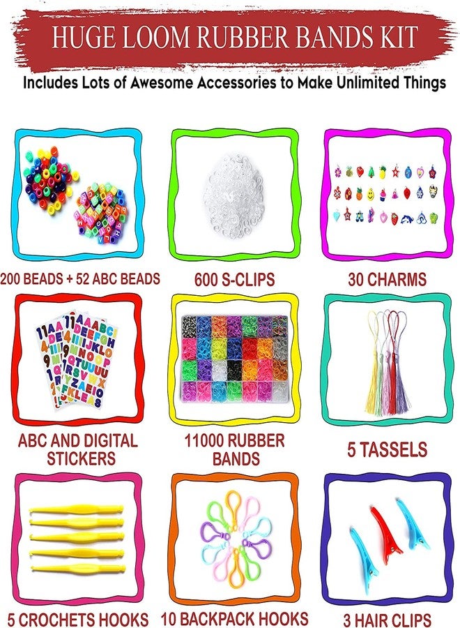 Jubilant 12080+ Loom Rubber Bands Bracelet Kit, 28 Unique Bright Colour Bands, Refill Kit For Girls & Boys Diy Art Craft Kit, Multicolor - Image 2